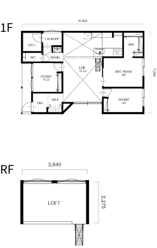 BUNGALOW - 狭小タイプ 間取り図